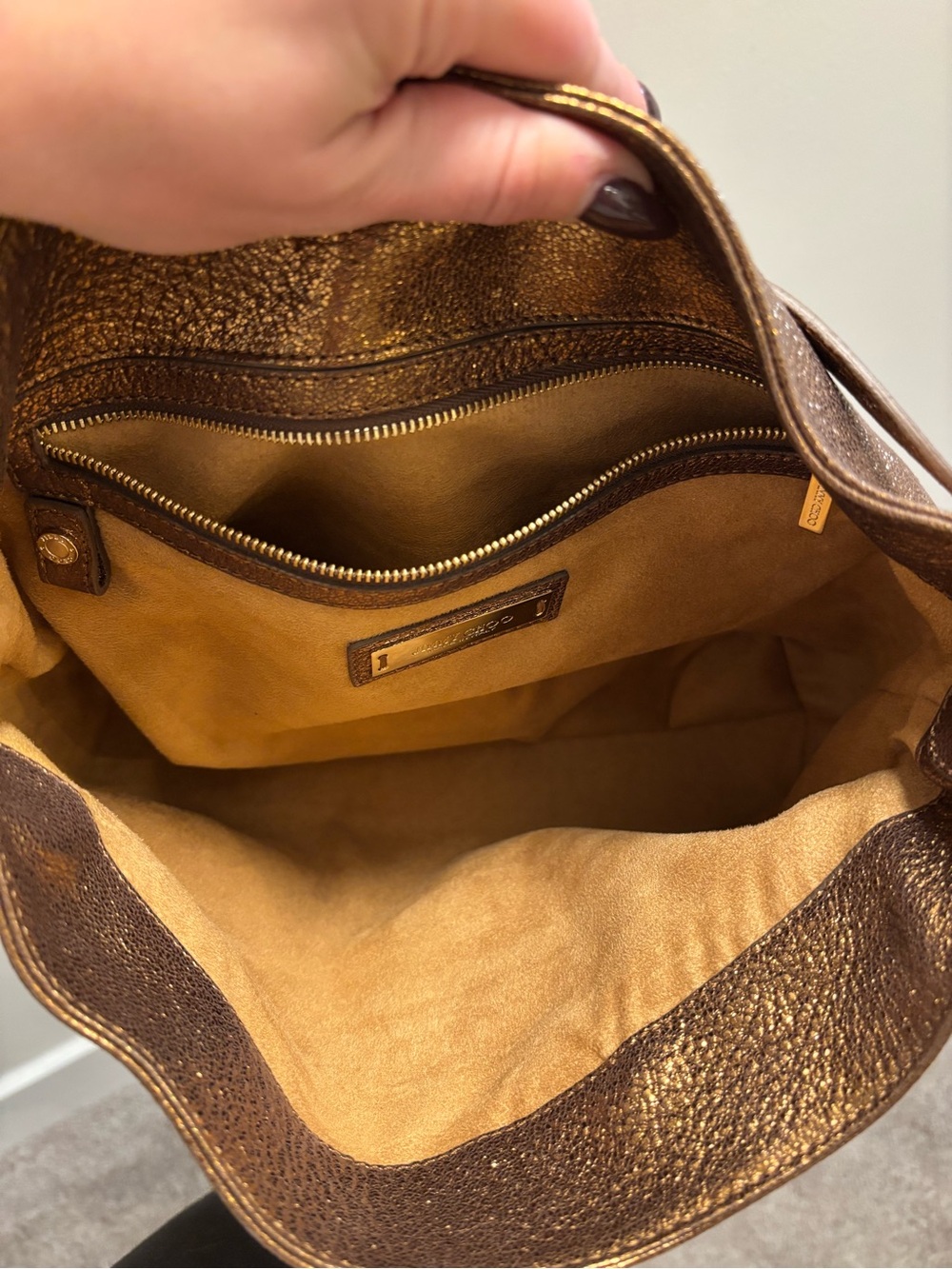 Jimmy Choo Bronze Metallic Leather Shoulder Bag - Picture 6 of 6